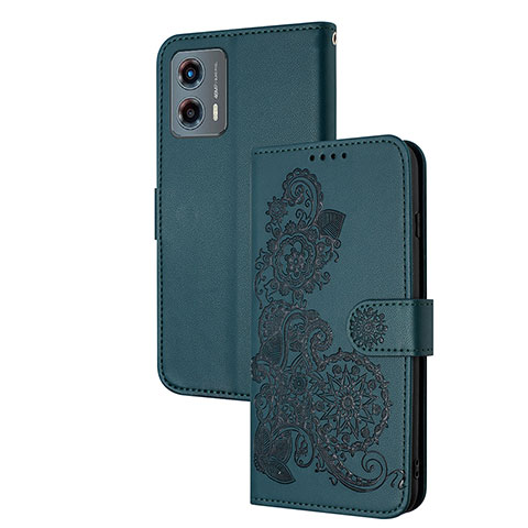 Handytasche Stand Schutzhülle Flip Leder Hülle Blumen Y01X für Motorola Moto G 5G (2023) Grün