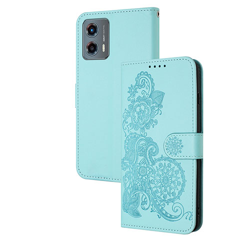 Handytasche Stand Schutzhülle Flip Leder Hülle Blumen Y01X für Motorola Moto G 5G (2023) Hellblau