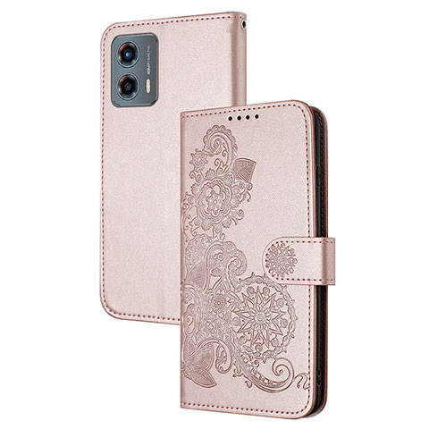 Handytasche Stand Schutzhülle Flip Leder Hülle Blumen Y01X für Motorola Moto G 5G (2023) Rosegold