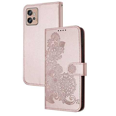 Handytasche Stand Schutzhülle Flip Leder Hülle Blumen Y01X für Motorola Moto G32 Rosegold