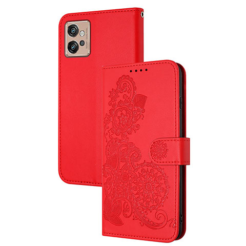 Handytasche Stand Schutzhülle Flip Leder Hülle Blumen Y01X für Motorola Moto G32 Rot