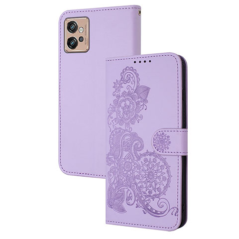 Handytasche Stand Schutzhülle Flip Leder Hülle Blumen Y01X für Motorola Moto G32 Violett