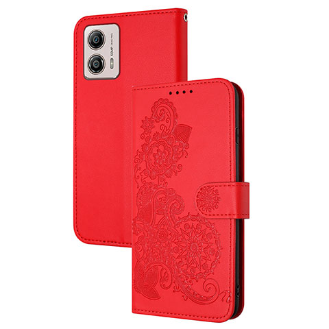 Handytasche Stand Schutzhülle Flip Leder Hülle Blumen Y01X für Motorola Moto G53 5G Rot