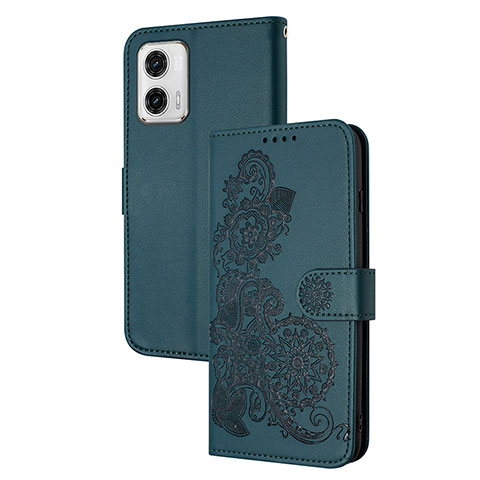 Handytasche Stand Schutzhülle Flip Leder Hülle Blumen Y01X für Motorola Moto G73 5G Grün