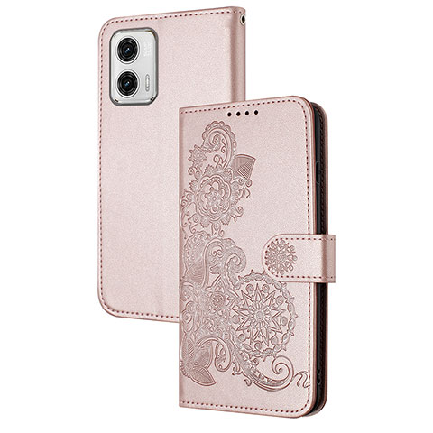 Handytasche Stand Schutzhülle Flip Leder Hülle Blumen Y01X für Motorola Moto G73 5G Rosegold