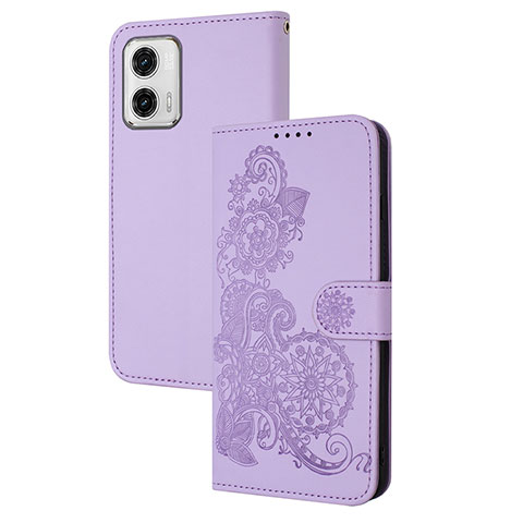 Handytasche Stand Schutzhülle Flip Leder Hülle Blumen Y01X für Motorola Moto G73 5G Violett