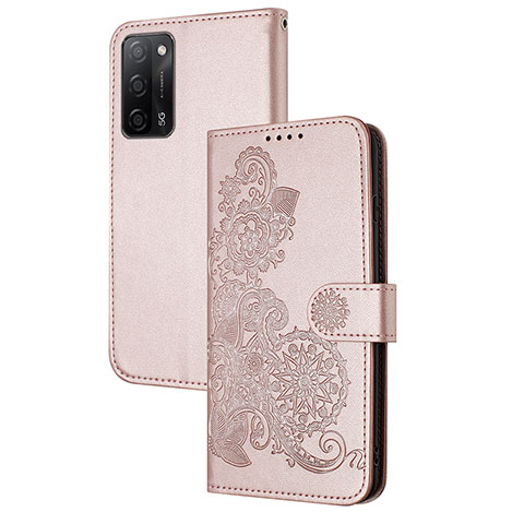 Handytasche Stand Schutzhülle Flip Leder Hülle Blumen Y01X für Oppo A55 5G Rosegold