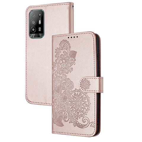 Handytasche Stand Schutzhülle Flip Leder Hülle Blumen Y01X für Oppo A94 5G Rosegold