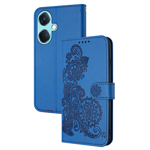 Handytasche Stand Schutzhülle Flip Leder Hülle Blumen Y01X für Oppo K11 5G Blau