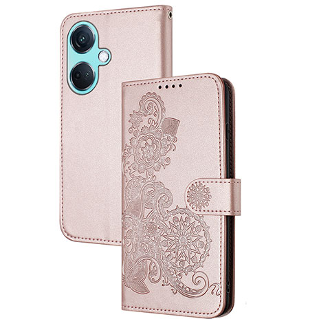 Handytasche Stand Schutzhülle Flip Leder Hülle Blumen Y01X für Oppo K11 5G Rosegold