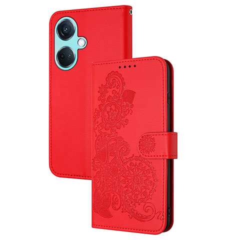 Handytasche Stand Schutzhülle Flip Leder Hülle Blumen Y01X für Oppo K11 5G Rot