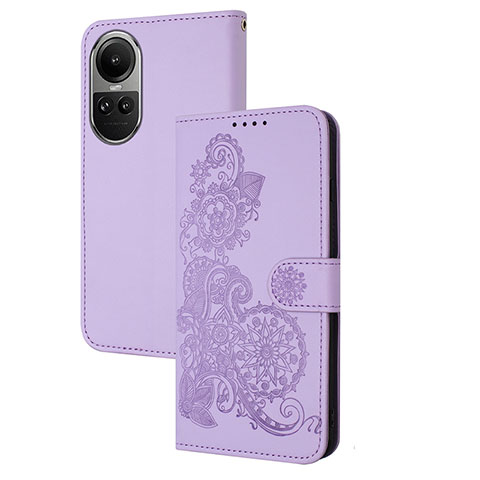 Handytasche Stand Schutzhülle Flip Leder Hülle Blumen Y01X für Oppo Reno10 5G Violett