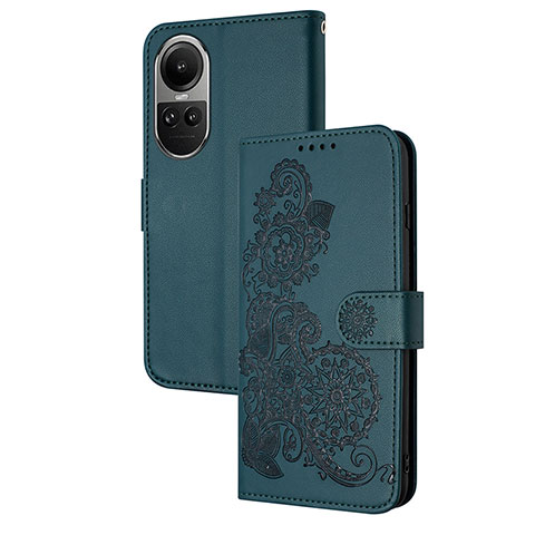 Handytasche Stand Schutzhülle Flip Leder Hülle Blumen Y01X für Oppo Reno10 Pro 5G Grün