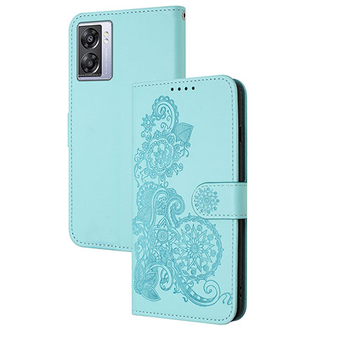 Handytasche Stand Schutzhülle Flip Leder Hülle Blumen Y01X für Realme V23 5G Hellblau