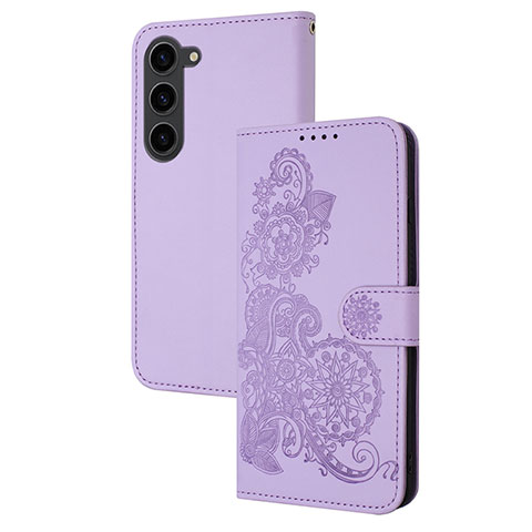 Handytasche Stand Schutzhülle Flip Leder Hülle Blumen Y01X für Samsung Galaxy S22 5G Violett