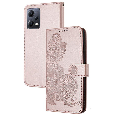 Handytasche Stand Schutzhülle Flip Leder Hülle Blumen Y01X für Xiaomi Poco X5 5G Rosegold