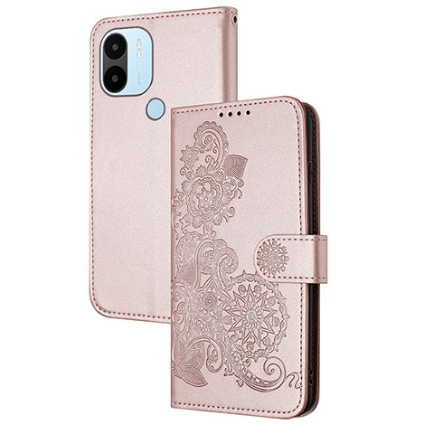 Handytasche Stand Schutzhülle Flip Leder Hülle Blumen Y01X für Xiaomi Redmi A1 Plus Rosegold