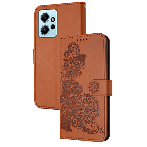 Handytasche Stand Schutzhülle Flip Leder Hülle Blumen Y01X für Xiaomi Redmi Note 12 4G Braun