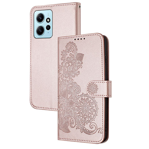 Handytasche Stand Schutzhülle Flip Leder Hülle Blumen Y01X für Xiaomi Redmi Note 12 4G Rosegold