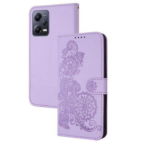 Handytasche Stand Schutzhülle Flip Leder Hülle Blumen Y01X für Xiaomi Redmi Note 12 5G Violett