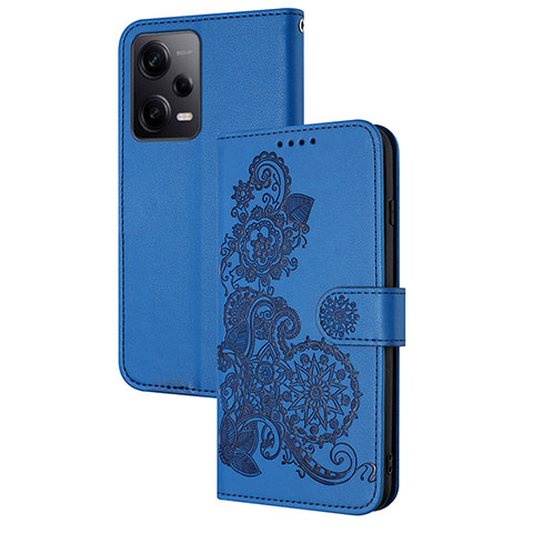 Handytasche Stand Schutzhülle Flip Leder Hülle Blumen Y01X für Xiaomi Redmi Note 12 Explorer Blau