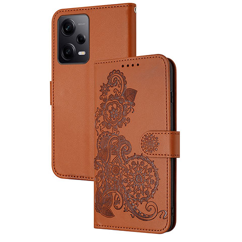 Handytasche Stand Schutzhülle Flip Leder Hülle Blumen Y01X für Xiaomi Redmi Note 12 Explorer Braun