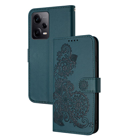 Handytasche Stand Schutzhülle Flip Leder Hülle Blumen Y01X für Xiaomi Redmi Note 12 Explorer Grün