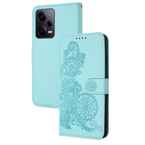 Handytasche Stand Schutzhülle Flip Leder Hülle Blumen Y01X für Xiaomi Redmi Note 12 Explorer Hellblau