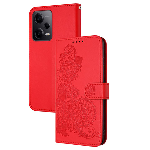 Handytasche Stand Schutzhülle Flip Leder Hülle Blumen Y01X für Xiaomi Redmi Note 12 Explorer Rot