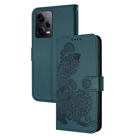 Handytasche Stand Schutzhülle Flip Leder Hülle Blumen Y01X für Xiaomi Redmi Note 12 Pro 5G Grün