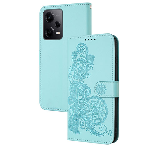 Handytasche Stand Schutzhülle Flip Leder Hülle Blumen Y01X für Xiaomi Redmi Note 12 Pro 5G Hellblau