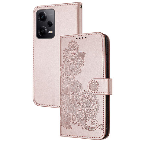 Handytasche Stand Schutzhülle Flip Leder Hülle Blumen Y01X für Xiaomi Redmi Note 12 Pro 5G Rosegold