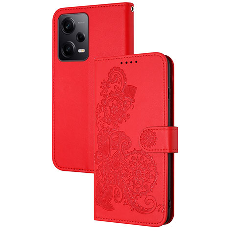 Handytasche Stand Schutzhülle Flip Leder Hülle Blumen Y01X für Xiaomi Redmi Note 12 Pro 5G Rot