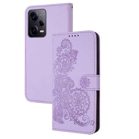 Handytasche Stand Schutzhülle Flip Leder Hülle Blumen Y01X für Xiaomi Redmi Note 12 Pro 5G Violett