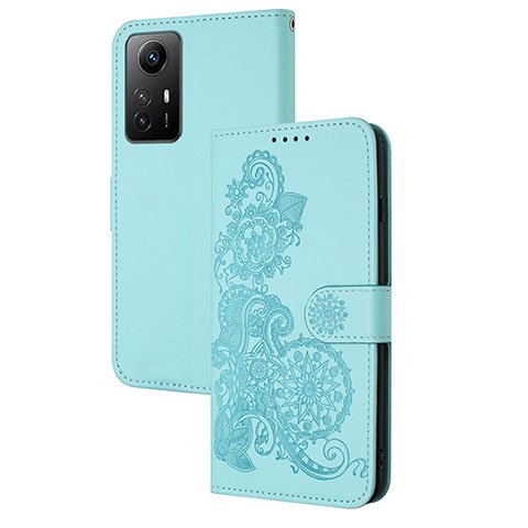 Handytasche Stand Schutzhülle Flip Leder Hülle Blumen Y01X für Xiaomi Redmi Note 12S Hellblau