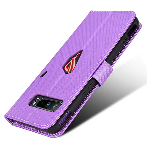 Handytasche Stand Schutzhülle Flip Leder Hülle BY1 für Asus ROG Phone 3 Strix ZS661KS Violett