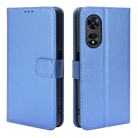 Handytasche Stand Schutzhülle Flip Leder Hülle BY1 für Oppo A18 Blau