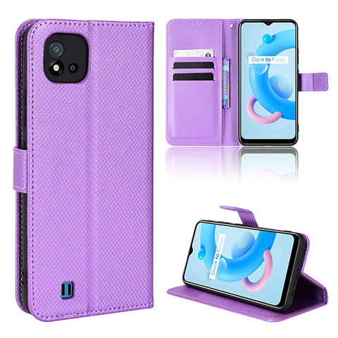 Handytasche Stand Schutzhülle Flip Leder Hülle BY1 für Realme C20 Violett