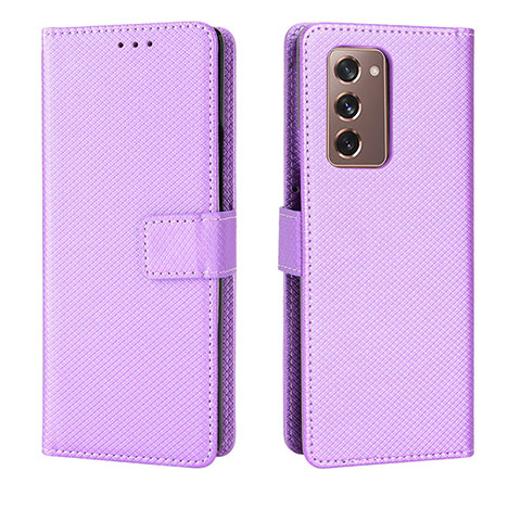 Handytasche Stand Schutzhülle Flip Leder Hülle BY1 für Samsung Galaxy Z Fold2 5G Violett