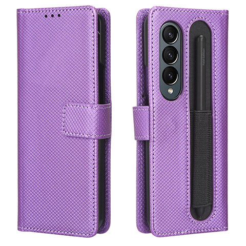 Handytasche Stand Schutzhülle Flip Leder Hülle BY1 für Samsung Galaxy Z Fold3 5G Violett