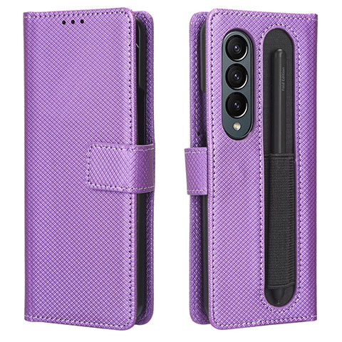 Handytasche Stand Schutzhülle Flip Leder Hülle BY1 für Samsung Galaxy Z Fold4 5G Violett