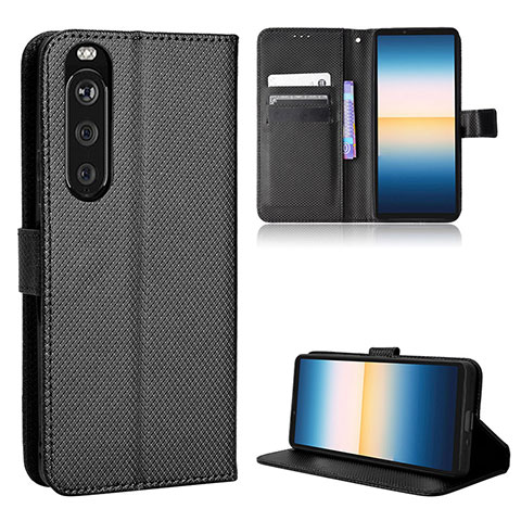 Handytasche Stand Schutzhülle Flip Leder Hülle BY1 für Sony Xperia 1 III Schwarz