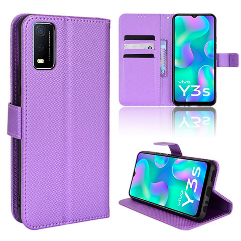 Handytasche Stand Schutzhülle Flip Leder Hülle BY1 für Vivo Y3s (2021) Violett