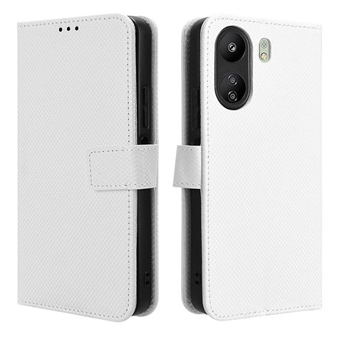 Handytasche Stand Schutzhülle Flip Leder Hülle BY1 für Xiaomi Redmi 13C Weiß