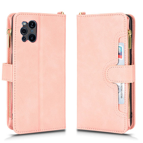 Handytasche Stand Schutzhülle Flip Leder Hülle BY2 für Oppo Find X3 5G Rosegold