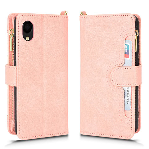 Handytasche Stand Schutzhülle Flip Leder Hülle BY2 für Samsung Galaxy A22 5G SC-56B Rosegold