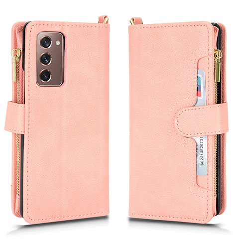 Handytasche Stand Schutzhülle Flip Leder Hülle BY2 für Samsung Galaxy Z Fold2 5G Rosegold