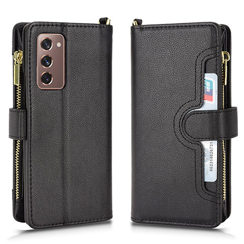 Handytasche Stand Schutzhülle Flip Leder Hülle BY2 für Samsung Galaxy Z Fold2 5G Schwarz