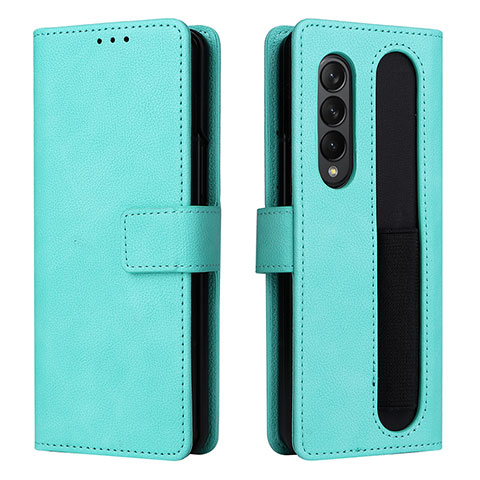 Handytasche Stand Schutzhülle Flip Leder Hülle BY2 für Samsung Galaxy Z Fold4 5G Cyan