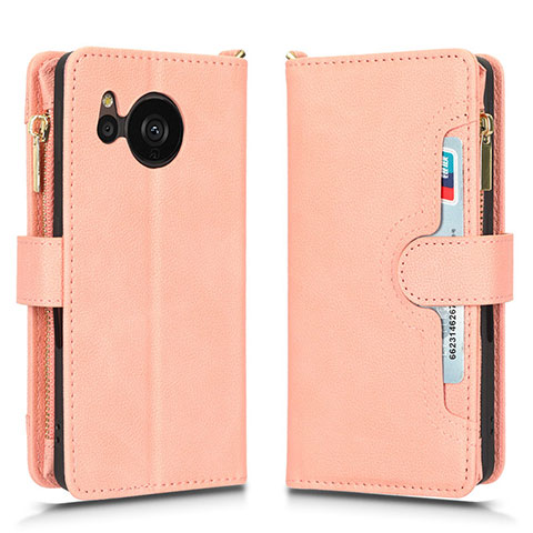 Handytasche Stand Schutzhülle Flip Leder Hülle BY2 für Sharp Aquos Sense7 Plus Rosegold